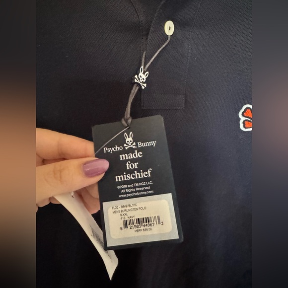 NEW Psycho Bunny Burlington Polo Mens Pima Cotton Navy Orange 8 XXL NWT - Picture 9 of 10